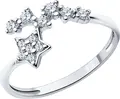 SOKOLOV 94013835 SKLV Women's Ring, Size 16.5, 925 Rhodium-Plated Silver with 6 Round Colorless Cubic Zirconia Stones 0.099 ct, 1.25 mm, 9x2 mm, 1.28 g