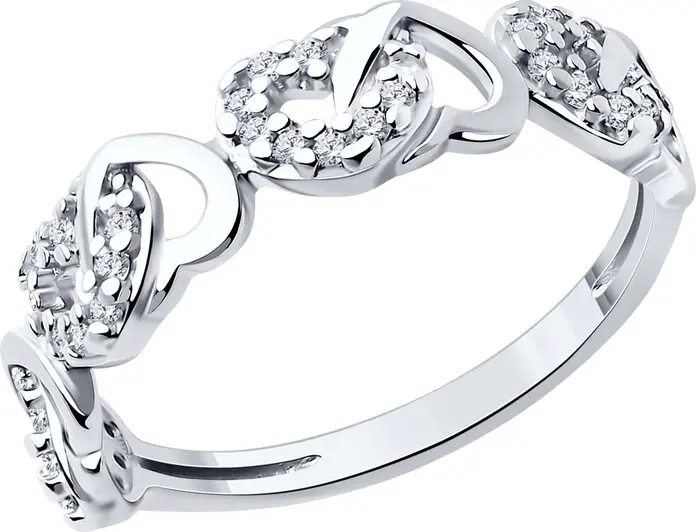 Inel SOKOLOV 94013838 pentru femei, Argint 925 placat cu rodiu, Zirconiu Cubic rotund incolore 0.306 ct, Colecția SKLV, Lățime 5mm, 1.92g, Mărime Inel 17.5
