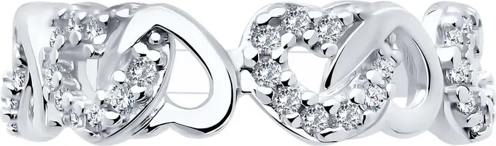 Inel SOKOLOV 94013838 pentru femei, Argint 925 placat cu rodiu, Zirconiu Cubic rotund incolore 0.306 ct, Colecția SKLV, Lățime 5mm, 1.92g, Mărime Inel 17.5