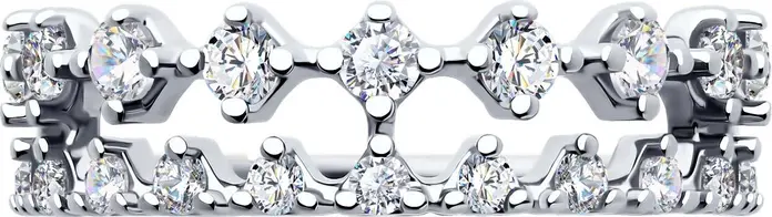 Inel SOKOLOV 94014065 Colecția RUSSE pentru femei, Mărime 17, Argint 925 placat cu rodiu, cu Zirconiu rotund incolore, 13 pietre, 0.371 ct, lățime 2 mm
