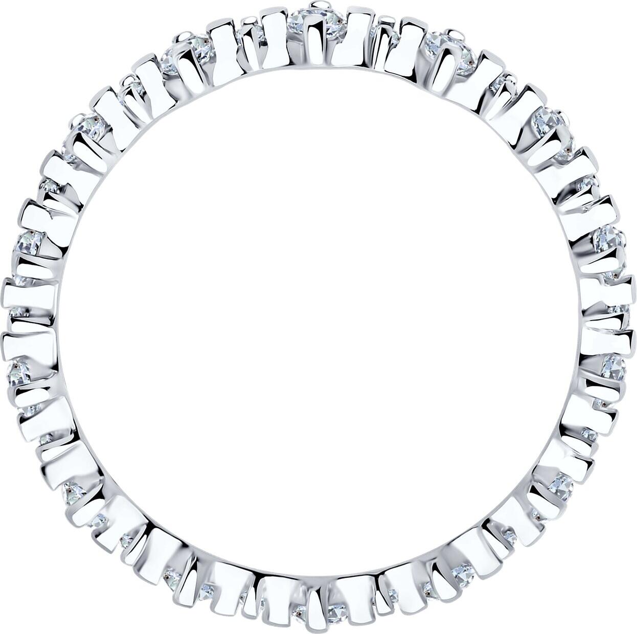 SOKOLOV 94014086 Women's Ring, Size 18, 925 Sterling Silver Rhodium-plated with Round Colorless Cubic Zirconia Stones, SKLV Collection, Total Weight 0.917 ct