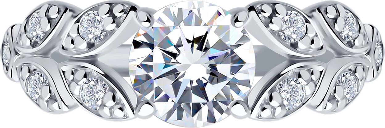 Inel SOKOLOV 94014176 pentru femei, mărime 18, din argint 925 rodiat, cu 8 pietre rotunde de zirconiu cubic incolore 1.5mm, lățime 2mm, greutate 2.28g