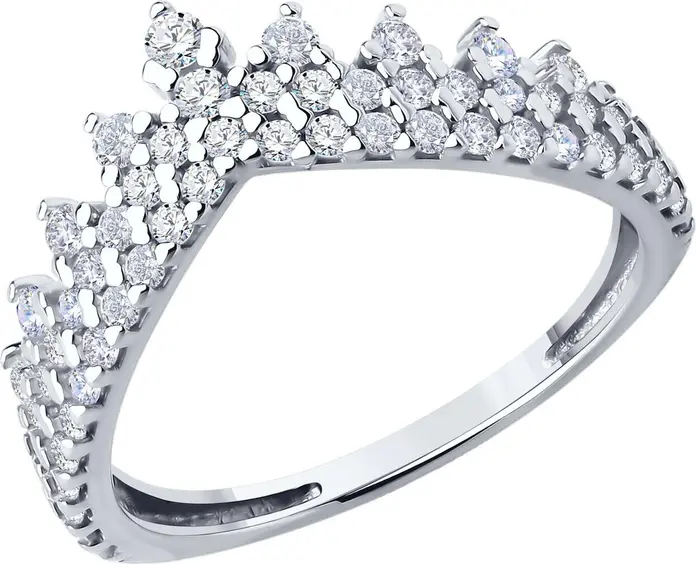 Inel SOKOLOV 94014265 pentru femei, Mărime 16, Argint 925 placat cu rodiu, 51 Zirconii cubice rotunde incolore (0.842 ct, 1.25 mm), Lățime 2 mm, 1.97 g