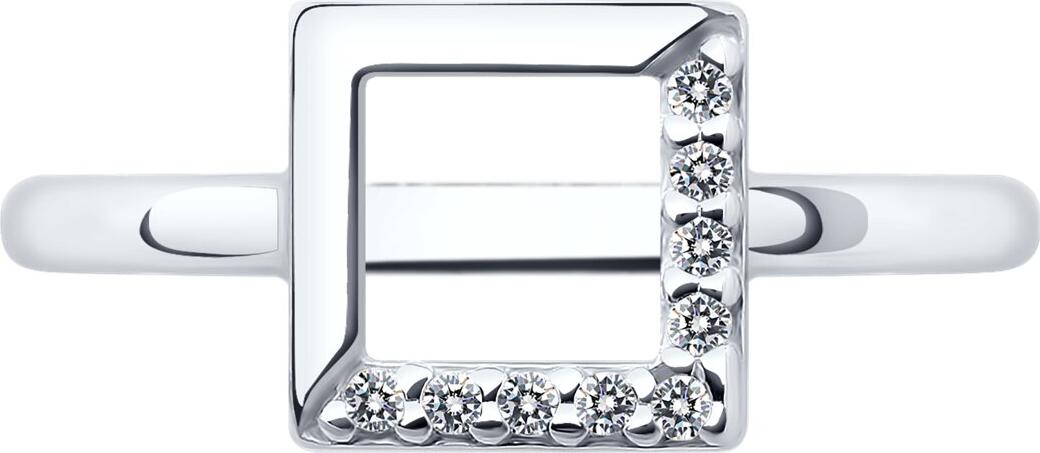 Inel SOKOLOV 94012741 pentru femei, Mărime 16, Argint Sterling 925 Placat cu Rodiu, Zirconiu Cubic Incolor, Colecția SKLV, Lățime 2mm, 0.077ct
