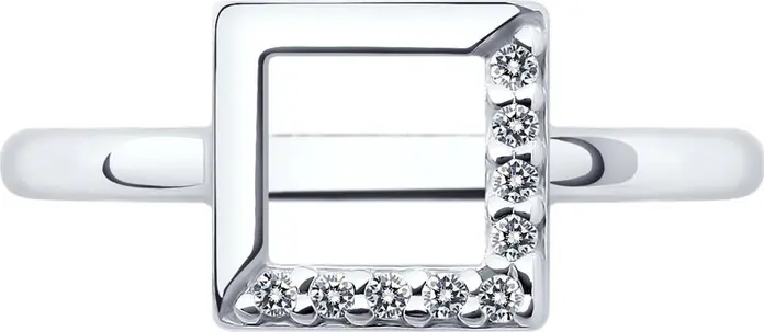Inel SOKOLOV 94012741 pentru femei, Mărime 16, Argint Sterling 925 Placat cu Rodiu, Zirconiu Cubic Incolor, Colecția SKLV, Lățime 2mm, 0.077ct