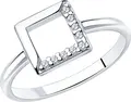 SOKOLOV 94012741 Women's Ring, 925 Sterling Silver Rhodium Plated, Round Colorless Cubic Zirconia, SKLV Collection, 2mm Width, Size 18, 0.077ct