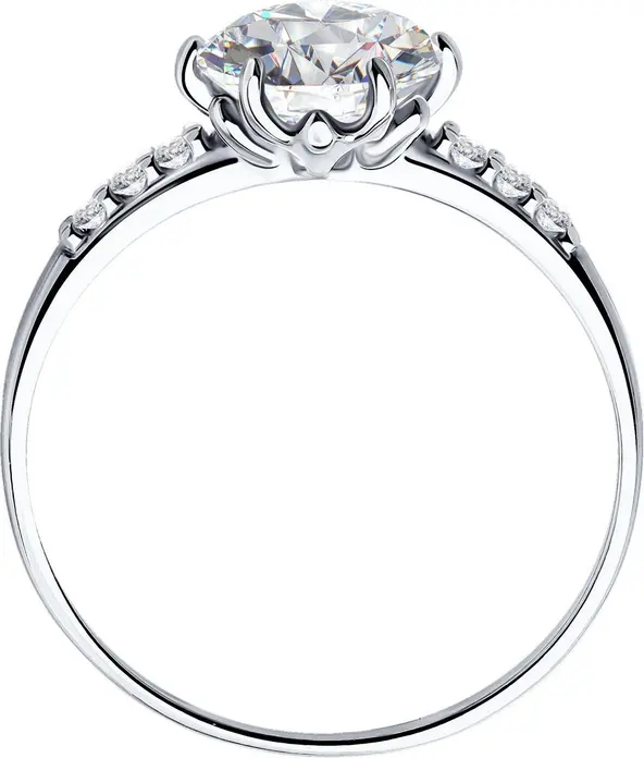 Inel SOKOLOV 94013547 pentru femei, Mărime 17.5, Argint 925 placat cu rodiu, Zirconiu cubic rotund incolore, 7 pietre, 0.171 ct, Lățime bandă 2 mm