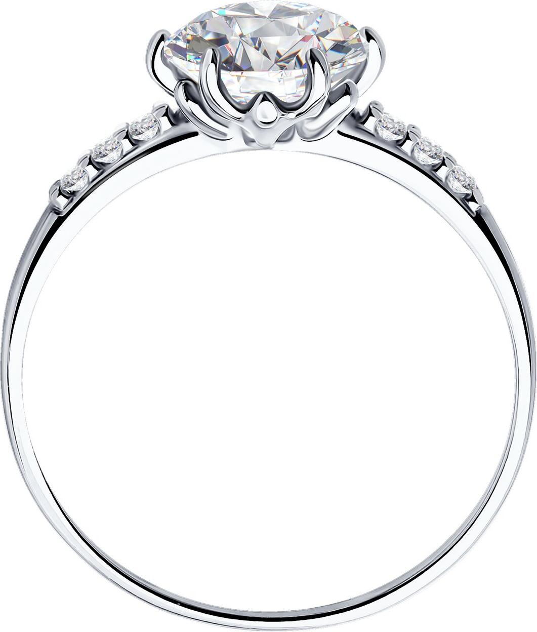 SOKOLOV 94013547 Women's Ring, Size 19, 925 Sterling Silver Rhodium Plated, Round Colorless Cubic Zirconia, 7 Stones, 0.171 ct, 2 mm Band Width