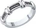 Diamant 94-110-01547-1 Women's Ring, SOKOLOV Collection, 925 Sterling Silver Rhodium-Plated, Round Black Cubic Zirconia (Fianit), 0.077 ct, Size 18.5