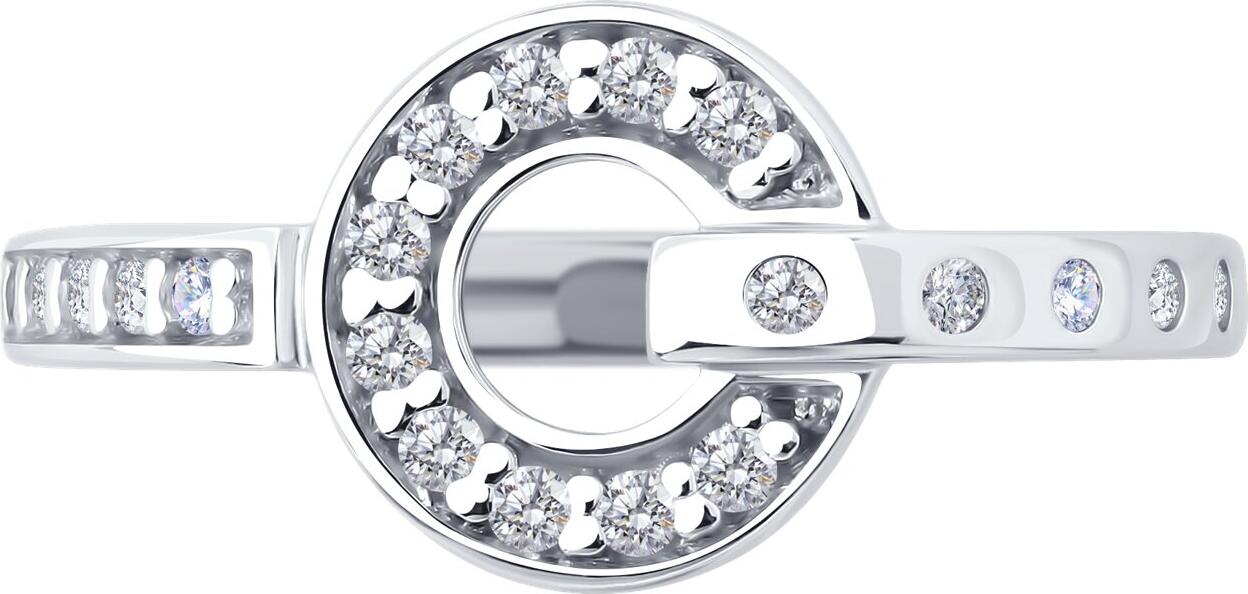 Diamant 94-110-02241-1 Women's Ring, Size 16.5, 925 Sterling Silver Rhodium-plated, 20 Round Colorless Cubic Zirconia 0.33 ct, 2 mm Band Width, 2.43 g