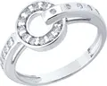 Inel Diamant 94-110-02241-1 pentru femei, mărime 17.5, Argint 925 placat cu rodiu, 20 zirconii cubice rotunde incolore 0.33 ct, lățime bandă 2 mm, greutate 2.43 g