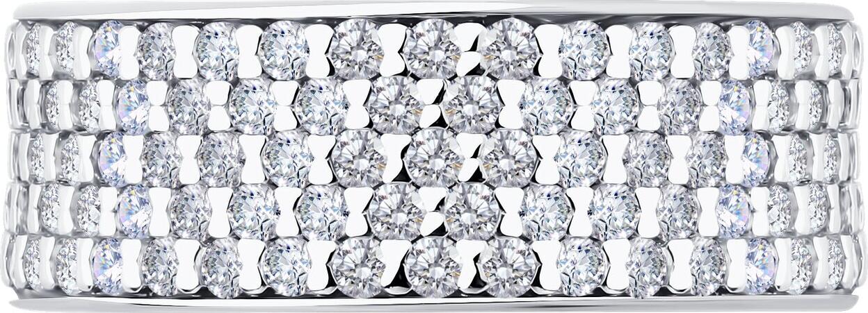 SOKOLOV 94014465 Women's Ring, Size 17.5, 925 Sterling Silver Rhodium-plated with Colorless Round Cubic Zirconia, 3.053 ct, 7mm Width, 3.55g
