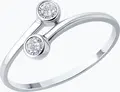 Женское кольцо Diamant 94-110-00137-1, серебро 925 пробы с родиевым покрытием, 2 круглых бесцветных фианита 2.5 мм, общий вес 0.245 ct, открытый дизайн Ring Size: 16