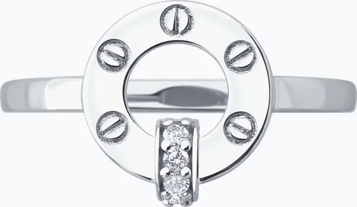 SOKOLOV 94014598 Women's Ring SKLV Collection, 925 Sterling Silver Rhodium-Plated, Round Colorless Cubic Zirconia, 0.066 ct, 2.13 g, Size 16.5