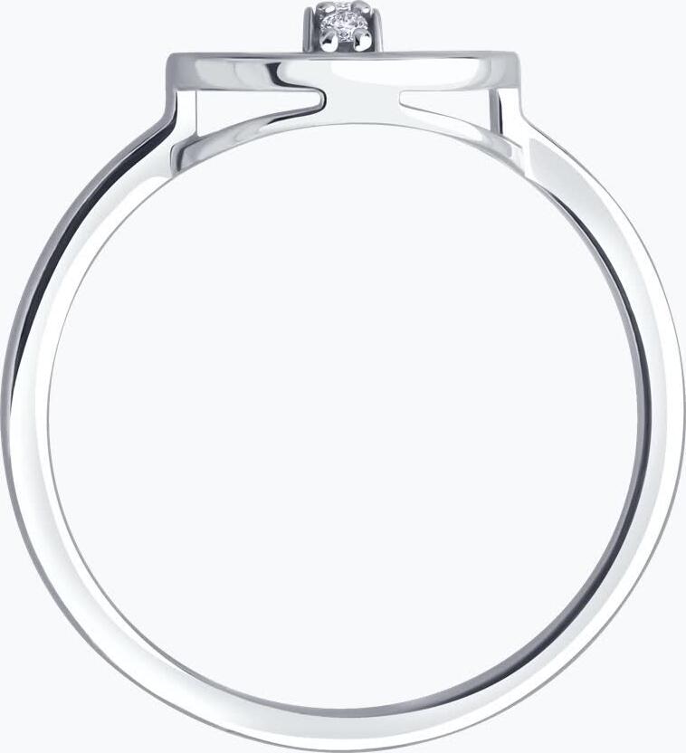 SOKOLOV 94014598 Women's Ring SKLV Collection, Ring Size 18.5, 925 Sterling Silver Rhodium-Plated, Round Colorless Cubic Zirconia, 0.066 ct, 2.13 g