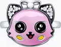 Diamant Children's Ring 94-110-00097-1, Size 15, 925 Sterling Silver Rhodium-Plated, Round Cubic Zirconia, Pink Enamel Character Design, 2mm Width