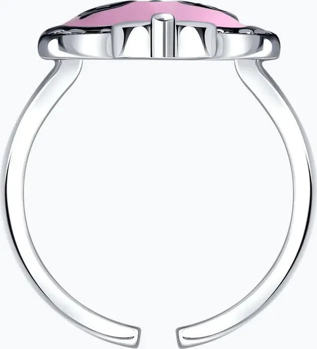 Diamant Children's Ring 94-110-00097-1, Size 15, 925 Sterling Silver Rhodium-Plated, Round Cubic Zirconia, Pink Enamel Character Design, 2mm Width