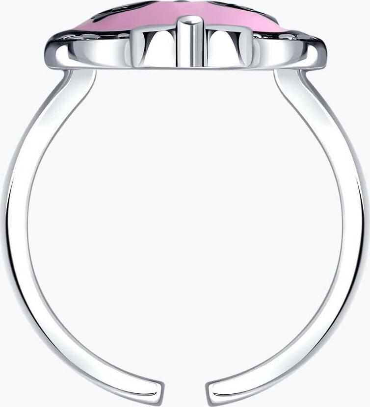 Diamant Children's Ring 94-110-00097-1, Size 16, 925 Sterling Silver Rhodium-Plated, Round Cubic Zirconia, Pink Enamel Character Design, 2mm Width