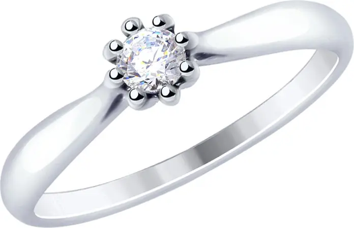 Diamant 94-110-01221-1 Inel de Logodnă pentru Femei, Argint 925 Placat cu Rodiu, Zirconiu Cubic Rotund Incolor 0.251 ct, Piatră 3.25 mm, Lățime 2 mm, Mărime Inel 16.5