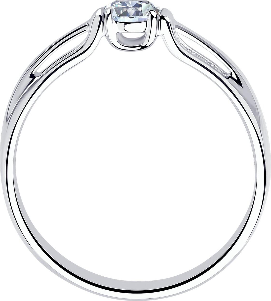Diamant 94-110-01370-1 Women's Ring, Size 17.5, 925 Sterling Silver Rhodium-Plated, Round Colorless Cubic Zirconia 4mm, 0.451 ct