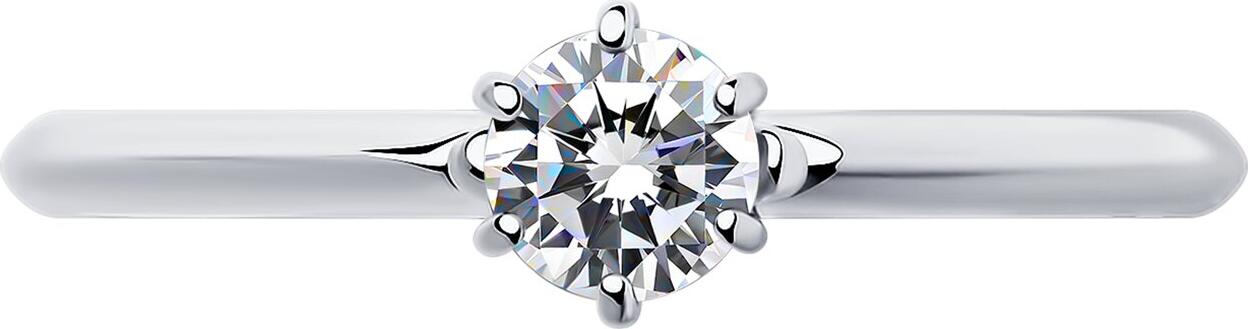 Inel Diamant pentru femei din argint 925 placat cu rodiu, cu piatra de zirconiu cubic rotund incolore 4mm, mărime 18, model 94-110-01542-1