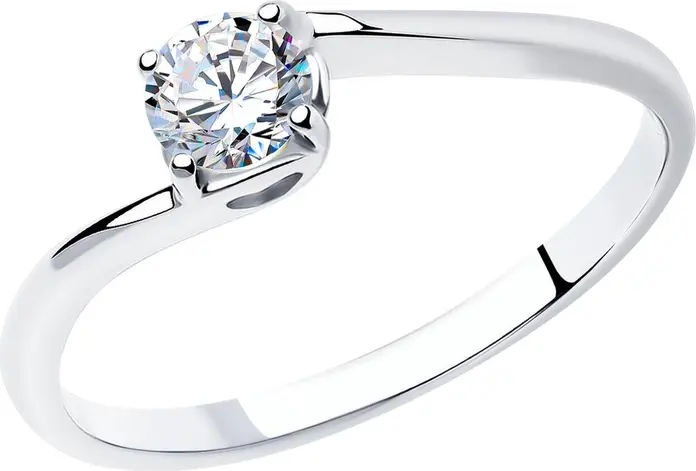 Inel SOKOLOV pentru femei 94013564, mărime 16, din argint rodiat 925 cu piatra rotundă de zirconiu incolor 4mm 0.451ct