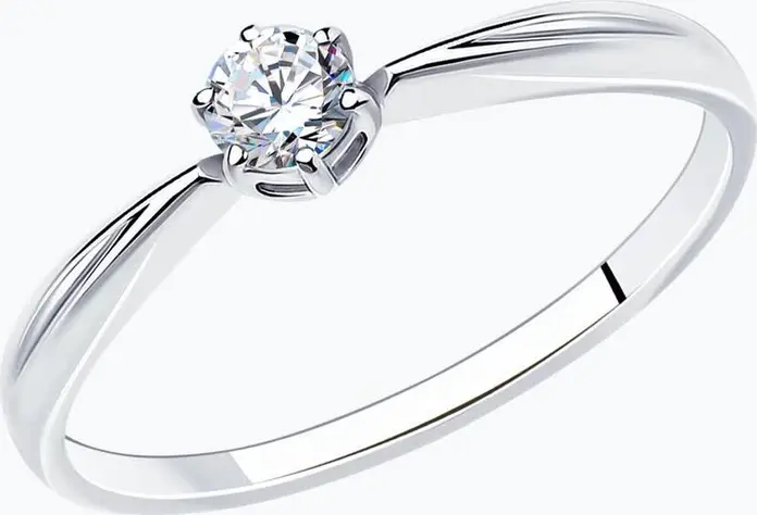 Diamant 94-110-01376-1 Women's Ring, Size 17.5, 925 Sterling Silver Rhodium Plated with Round Colorless Cubic Zirconia Stone 3.5 mm, 0.297 carat