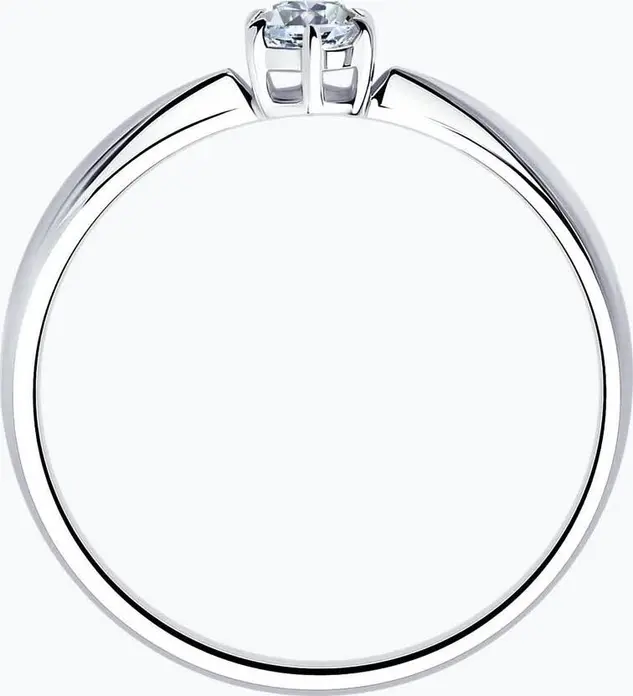 Diamant 94-110-01376-1 Women's Ring, Size 17.5, 925 Sterling Silver Rhodium Plated with Round Colorless Cubic Zirconia Stone 3.5 mm, 0.297 carat