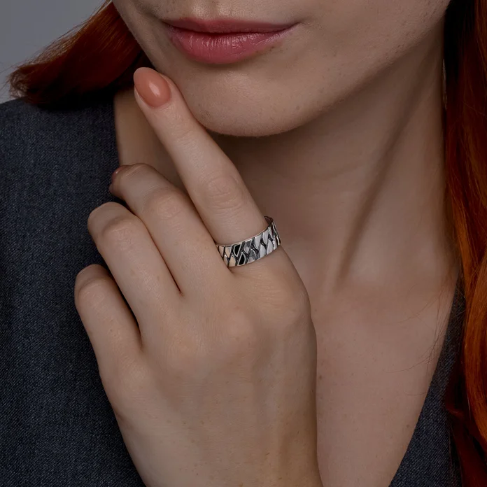 Кольцо мужское Diamant 95-110-02143-1, чернёное серебро 925 с эмалью, размер 22, ширина 8 мм, вес 5.9 г