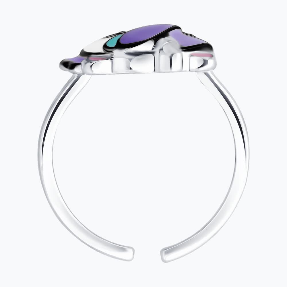 Diamant Children's Ring 94-110-00106-1 - 925 Sterling Silver Rhodium-Plated with Enamel Insert, Size 15, 2 mm Width, 1.65 g Weight, 0.1 Carat
