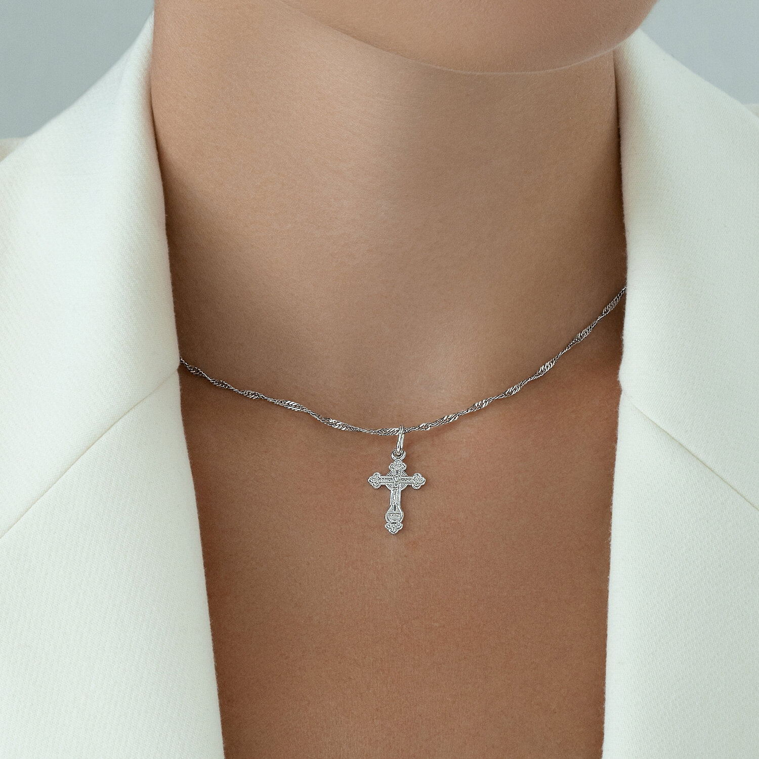 SOKOLOV 94120073 Pandantiv Cruce Ortodoxă, Argint 925 cu Placare de Rodiu, 5.63g