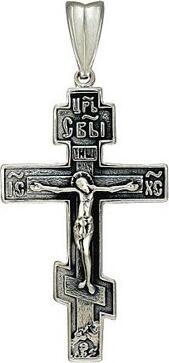 SOKOLOV 95120010 Cruce Pectorală Ortodoxă pentru Bărbați, Argint 925 cu Finisaj Oxidat, Design Drept, 3.25 g