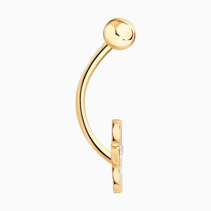 Piercing pentru ombilic SOKOLOV 060231 pentru femei, Aur Roșu 585 cu placare Rodiu, 19 Zirconii rotunde incolore 0.181 ct, 22x9x1 mm, 0.97g