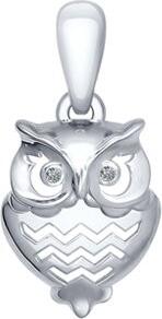 Bijuterii Sokolov 94031530 pentru femei, formă de bufniță, Argint 925 placat cu rodiu, cu inserții rotunde de Zirconiu Cubic, aprox. 0.8 g