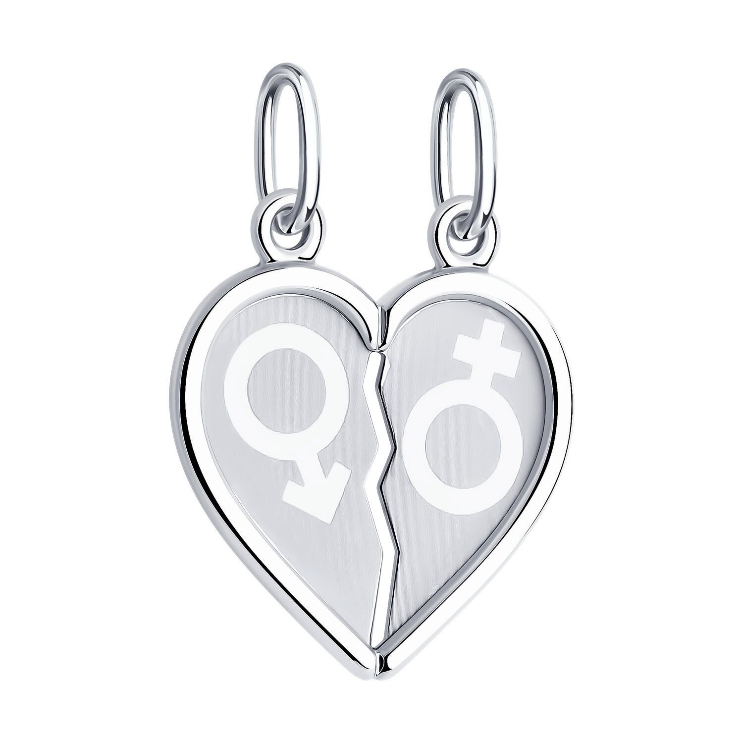 SOKOLOV 94100027 Women's Two Halves Pendant, 925 Sterling Silver with Rhodium Plating, Laser Processing Finish, 1.07g