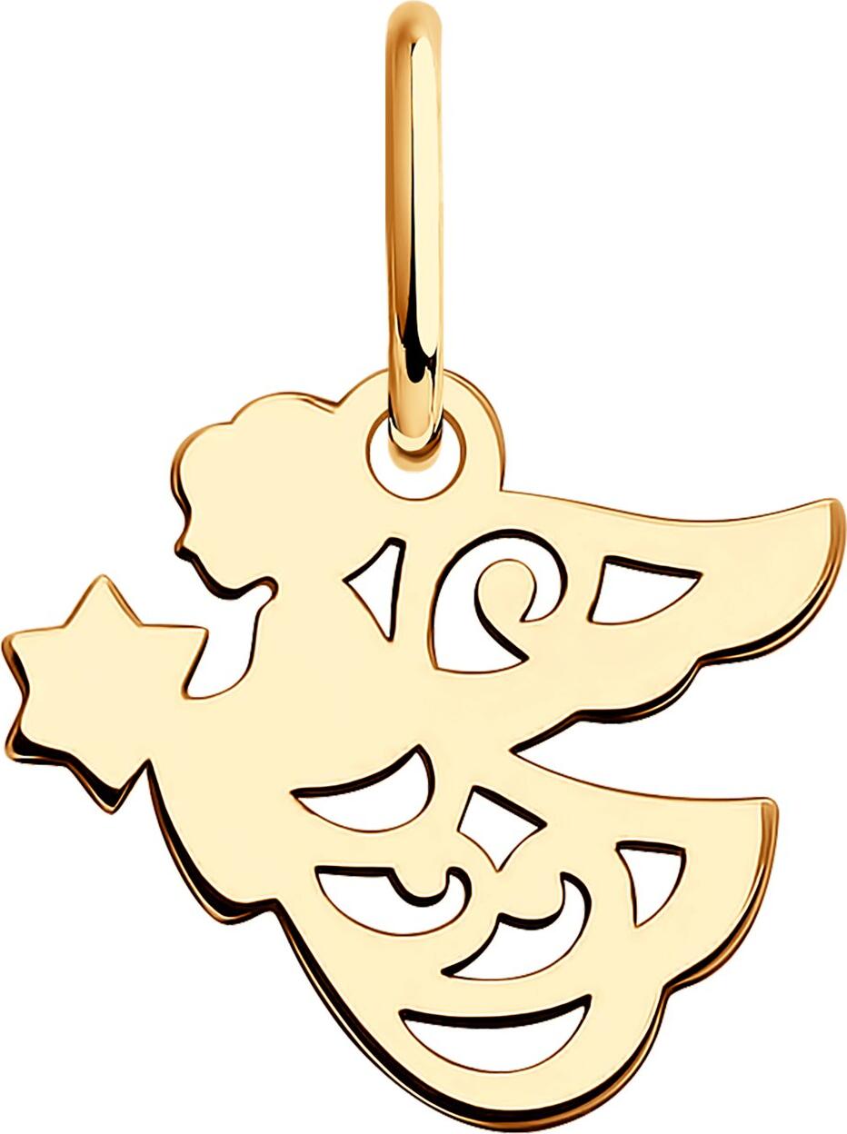 SOKOLOV 121410 Religious Cross Pendant in 585 Red Gold with Rhodium Plating, 20 mm x 10 mm, 0.89 g