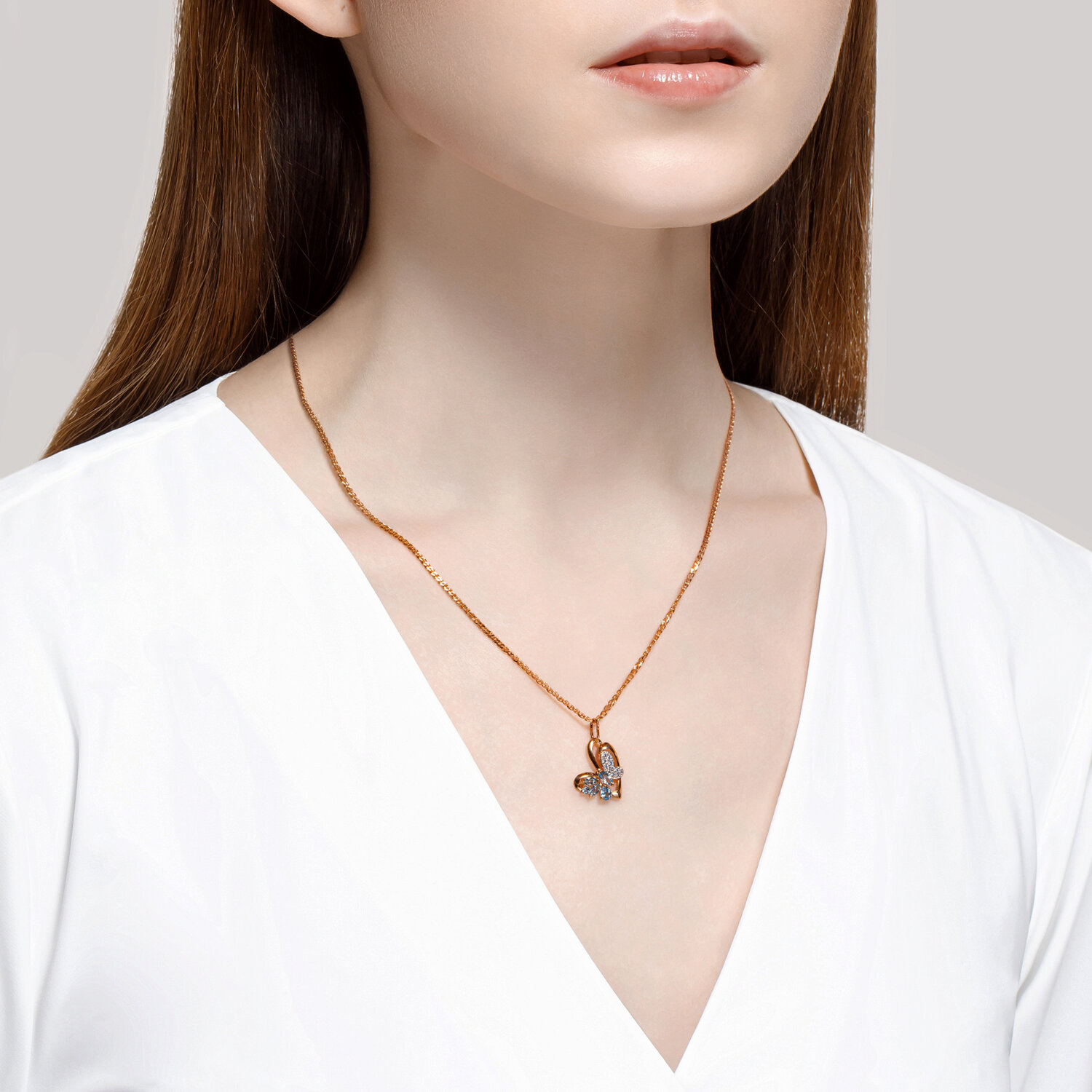 SOKOLOV 121410 Religious Cross Pendant in 585 Red Gold with Rhodium Plating, 20 mm x 10 mm, 0.89 g