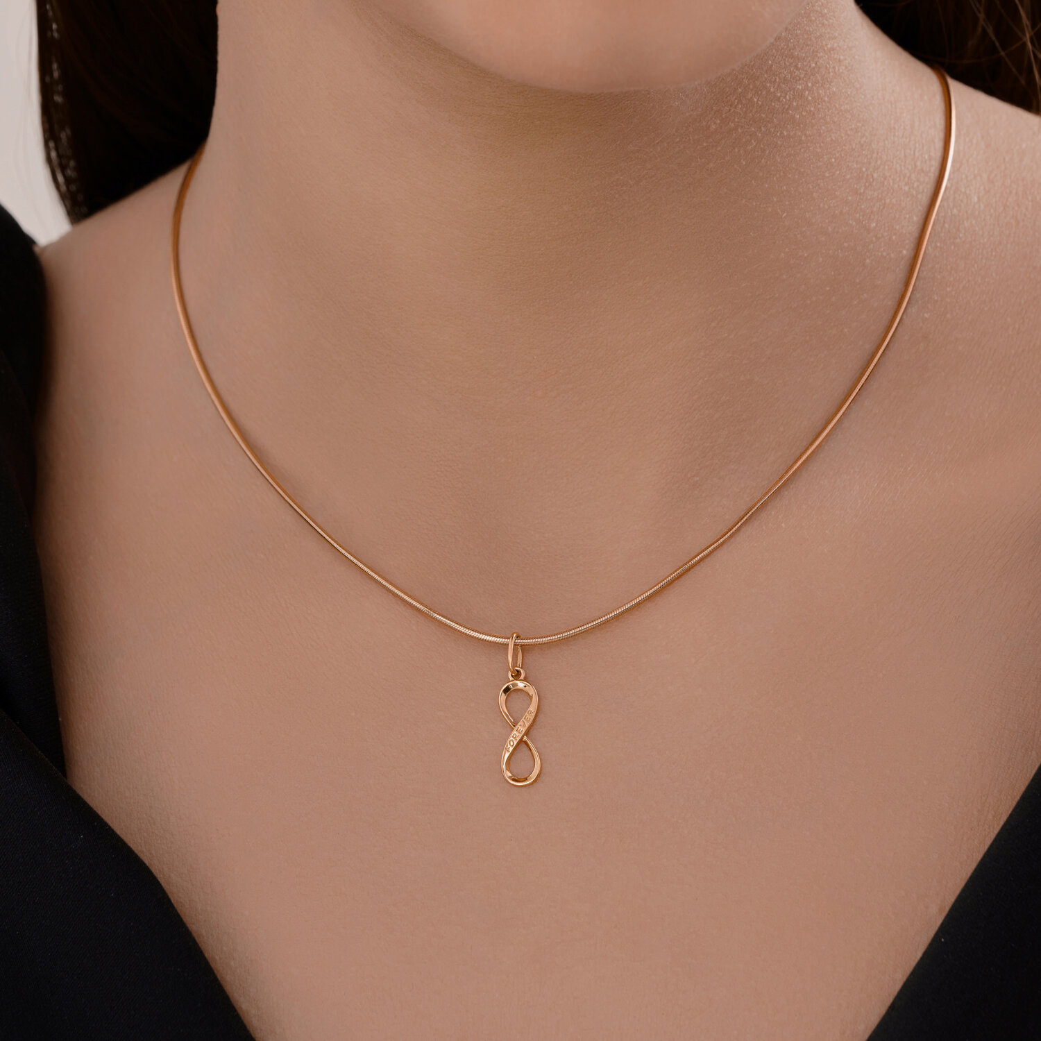 Diamant Women's Pendant 51-130-02815-1 Red Gold 585 Infinity Symbol with 'FOREVER' Engraving Present Collection 22x6x4mm 0.52g