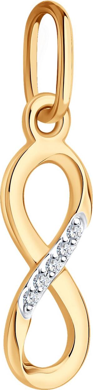 Diamant Women's Infinity Symbol Pendant 51-230-02870-1, Red Gold 585 with Rhodium Coating, Natural Round Diamonds 0.015 ct, 20x5x4 mm