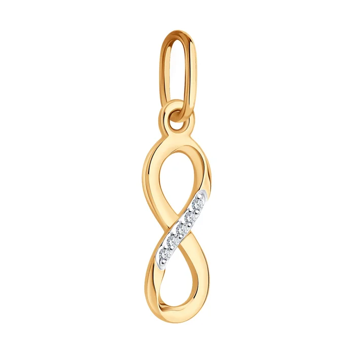 Diamant Women's Infinity Symbol Pendant 51-230-02870-1, Red Gold 585 with Rhodium Coating, Natural Round Diamonds 0.015 ct, 20x5x4 mm