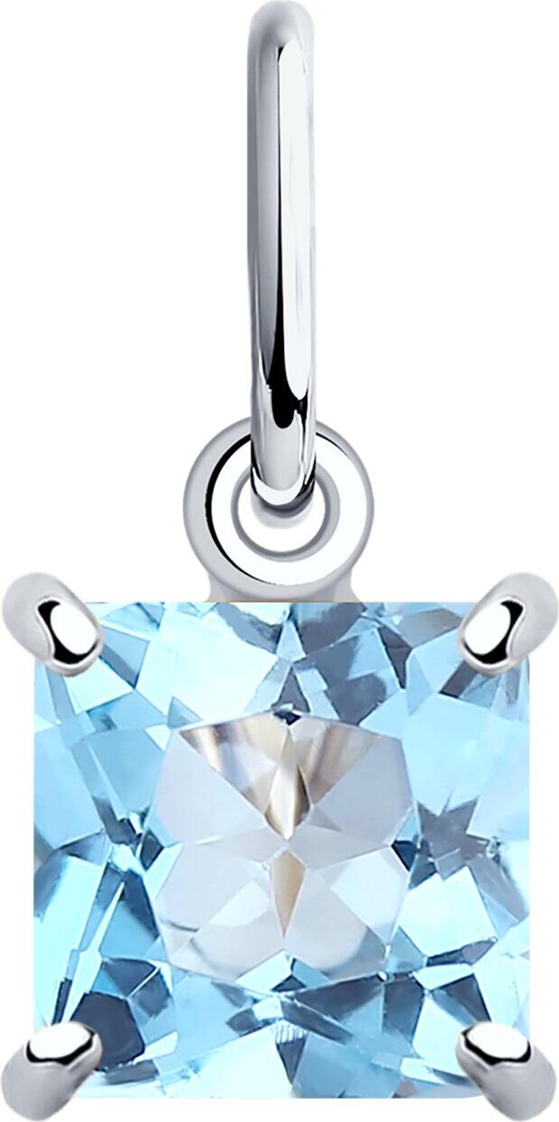 SOKOLOV 732204 Women's Pendant, 585 White Gold Rhodium Plated, Octagon Blue Topaz 1.3 ct (6x6 mm), 0.59 g