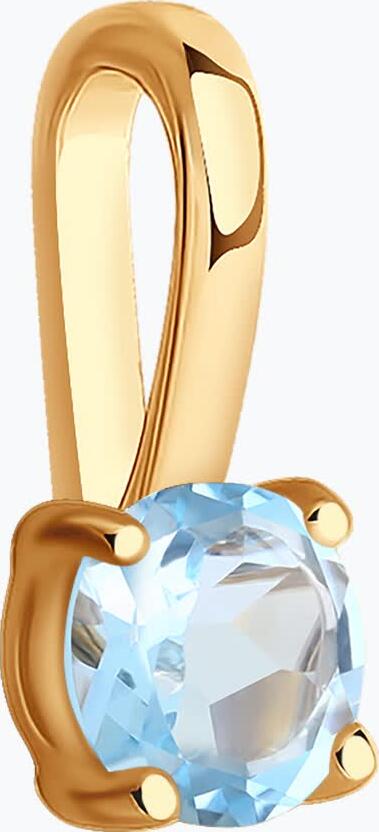 SOKOLOV Women's Pendant 37732169, 375 Red Gold with Round Blue Topaz 4mm, 0.308 ct, Elegant Gold Jewelry
