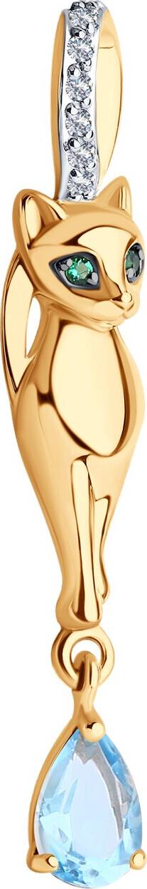 Diamant SOKOLOV 51-330-00294-1 Women's Jewelry, 585 Red Gold Rhodium Plated, Topaz and Cubic Zirconia, 28 Round Colorless Inserts 0.126 ct