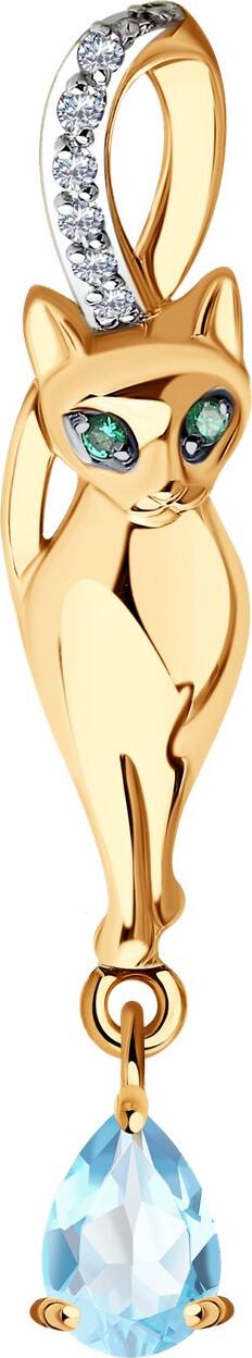 Diamant SOKOLOV 51-330-00294-1 Women's Jewelry, 585 Red Gold Rhodium Plated, Topaz and Cubic Zirconia, 28 Round Colorless Inserts 0.126 ct