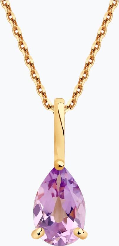 SOKOLOV 37732180 Women's Pendant, 375 Red Gold, Pear-Shaped Lilac Amethyst Gemstone 0.724 ct, 14x5x3 mm