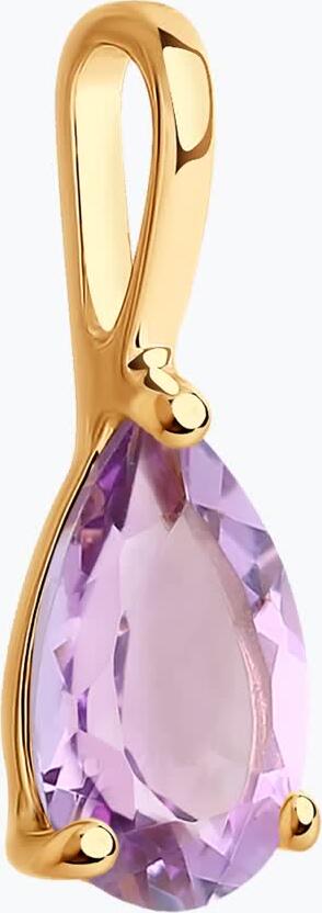 SOKOLOV 37732180 Women's Pendant, 375 Red Gold, Pear-Shaped Lilac Amethyst Gemstone 0.724 ct, 14x5x3 mm
