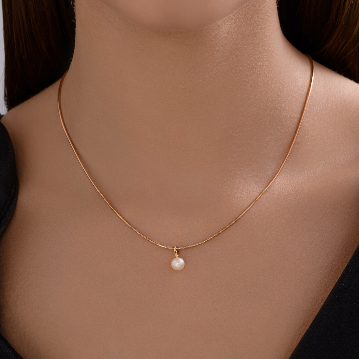 Bijuterie Diamant 51-330-02843-1 pentru femei, Aur Roșu 585 cu Perlă Naturală Albă Rotundă 5.5mm x 6mm, 1.5 carate, 0.4g