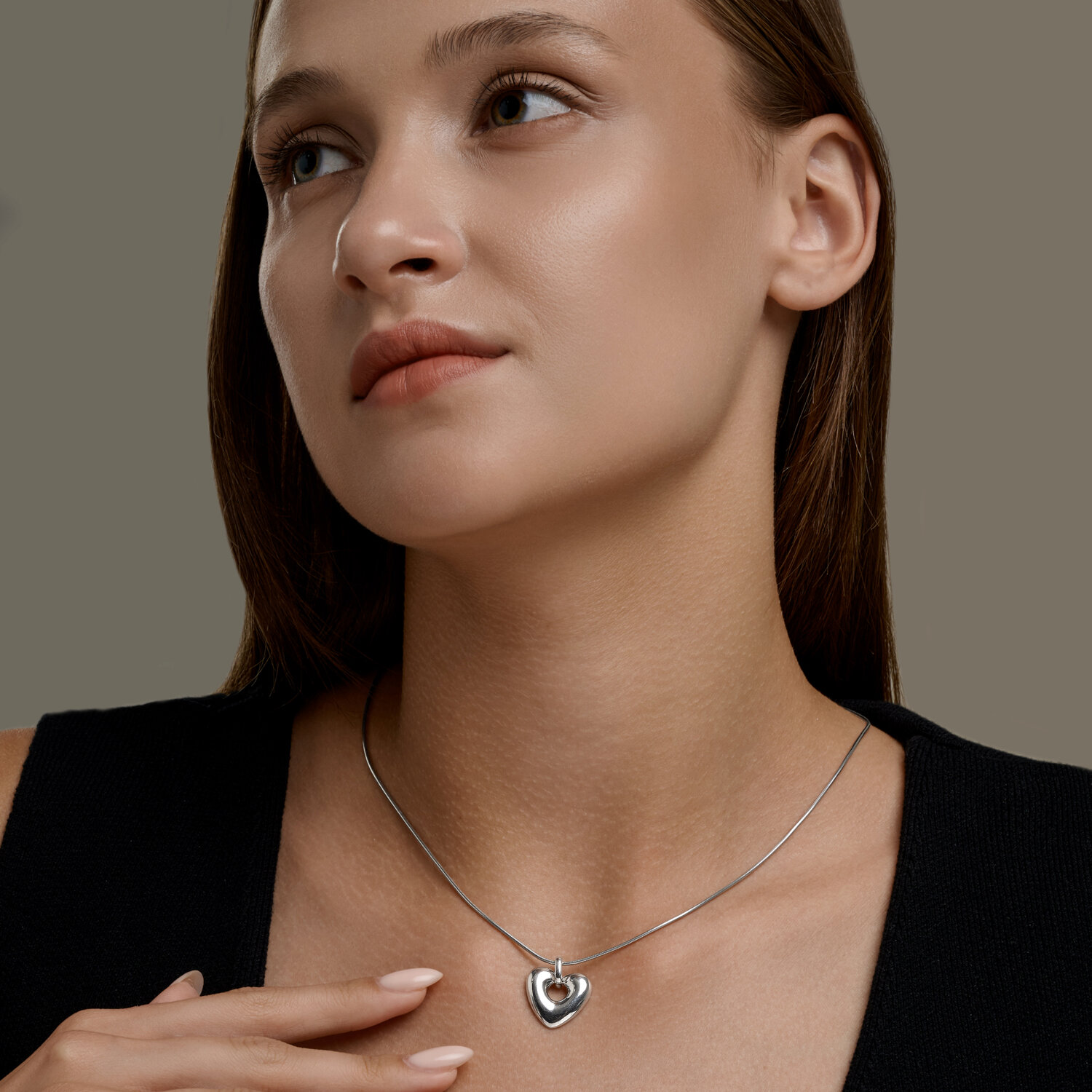 Diamant 94-130-00193-1 Heart-Shaped Pendant for Women, 925 Sterling Silver, Rhodium Plated, 20x18x4 mm, 1.9g