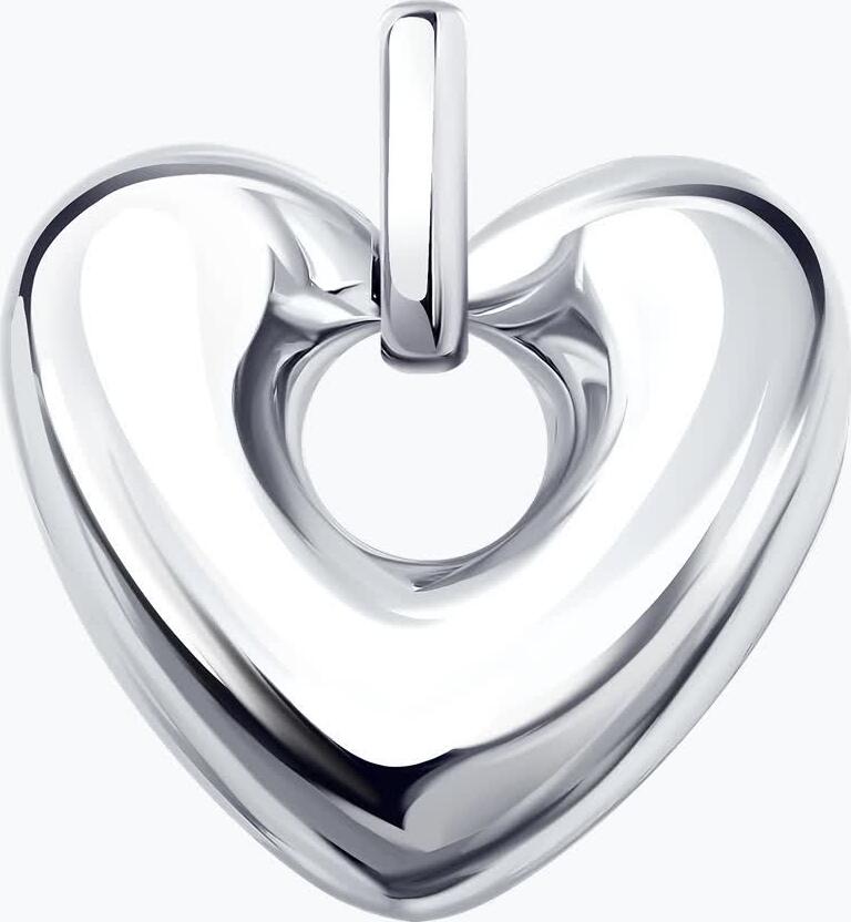 Diamant 94-130-00193-1 Heart-Shaped Pendant for Women, 925 Sterling Silver, Rhodium Plated, 20x18x4 mm, 1.9g