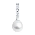 SOKOLOV 92030790 Women's Jewelry, 925 Sterling Silver Rhodium Plated with Pearl and Baguette Cubic Zirconia, Colorless, 1.14g, 8x8x21 mm